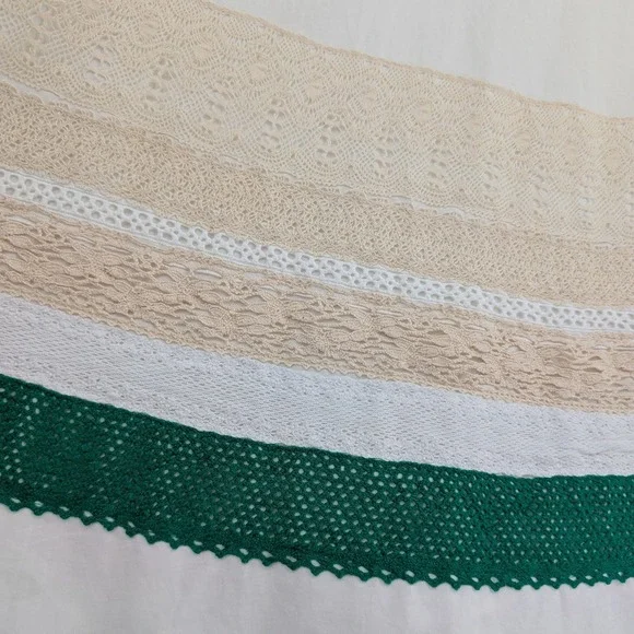 POSE Lace Eyelet Trimmed Maxi Skirt Womens 4 White Green Cotton Boho Cottagecore - Picture 6 of 12